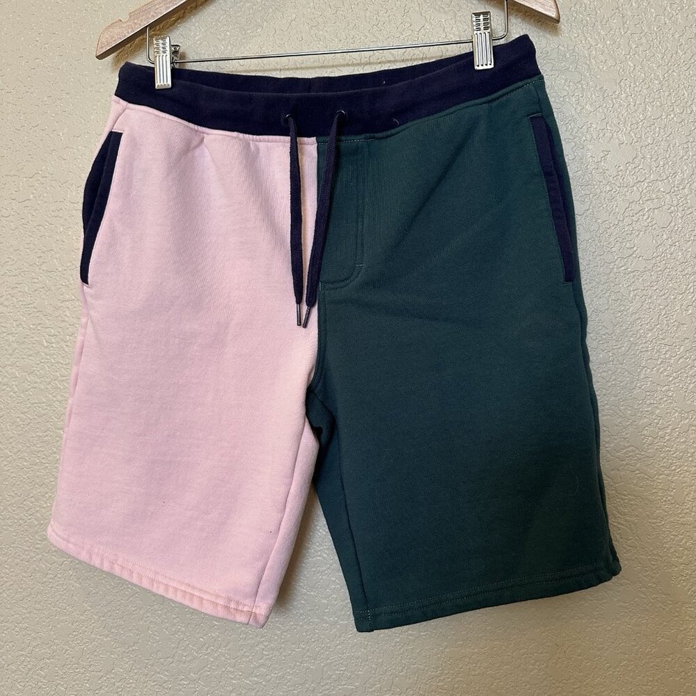 Empire Men’s Shorts Sweat Fleece Colorblock Retro Size Small Pink Green Blue